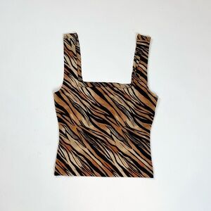 Leith Tiger Print Square Neck Crop Top